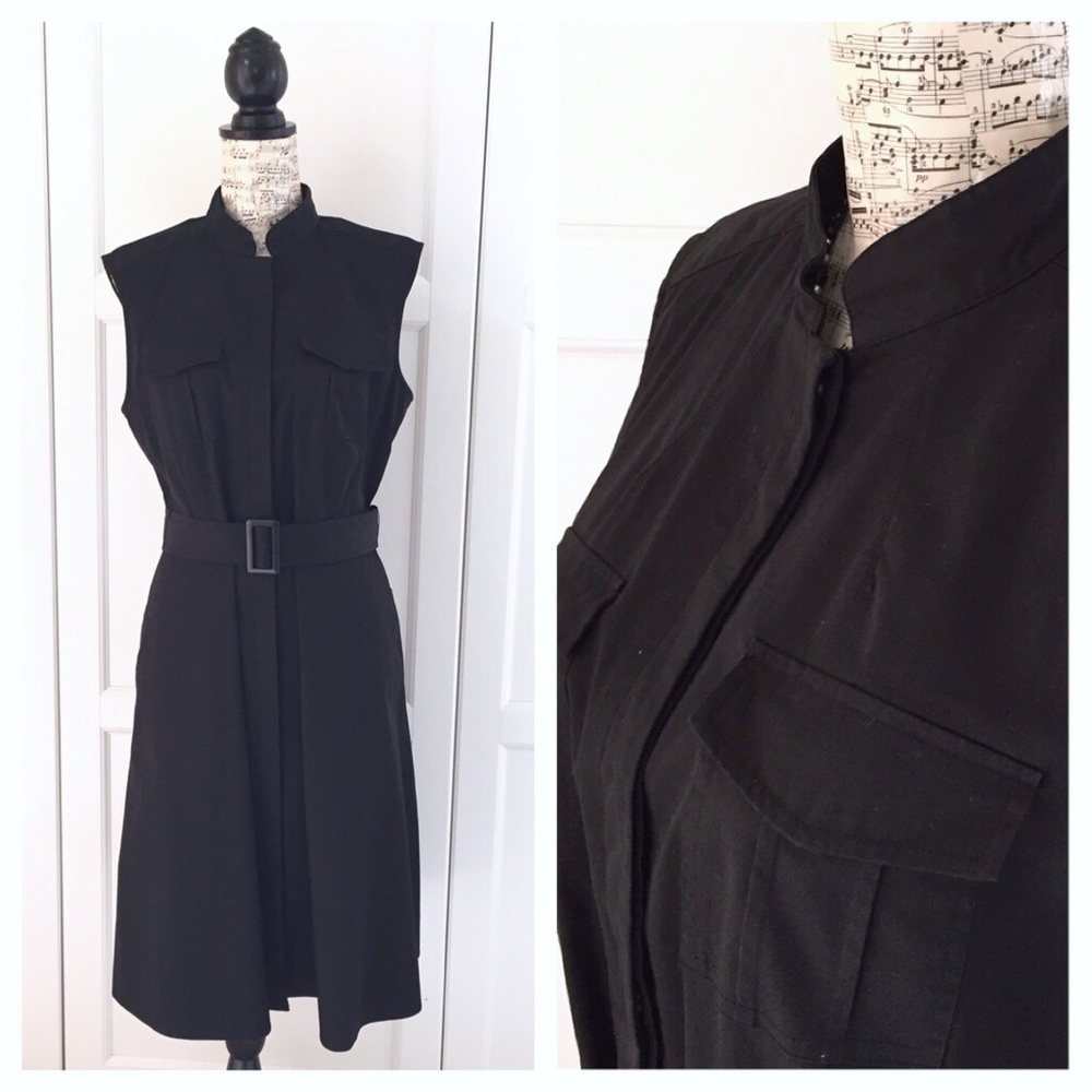 ❇️Ann Taylor Black Utility Button Front Dress - Picture 1 of 7